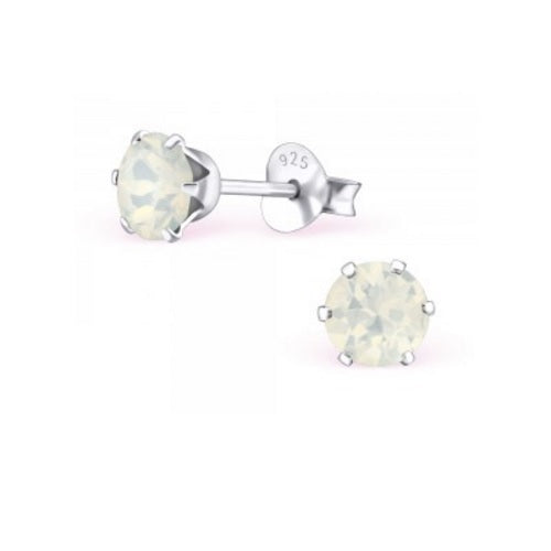925 Sterling Silver Crystal Studs Earrings Wedding Birthday Christmas - White Opal
