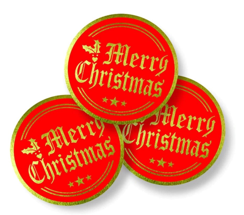 Merry Christmas Stickers Gift Food Seal Homemade Present Craft 2.5cm