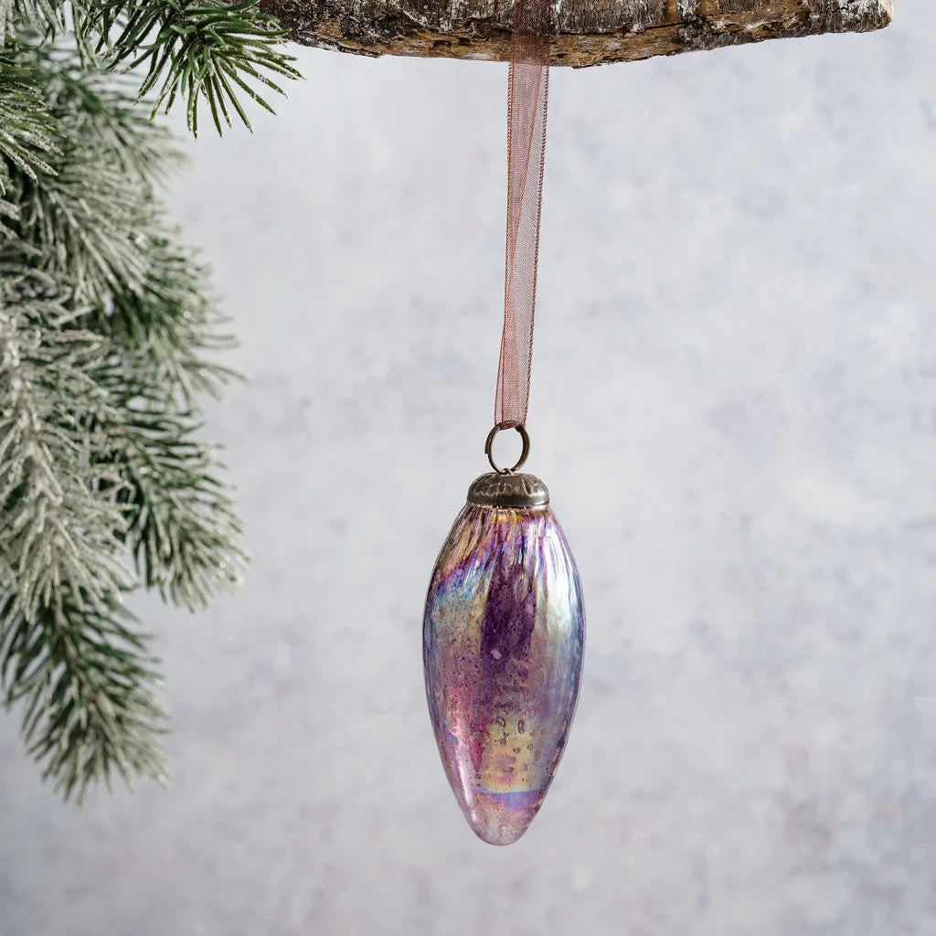 2 Pack Conical Glass Handcrafted Baubles Premium Traditional Christmas Tree - 2 Pack Mulberry Lustre