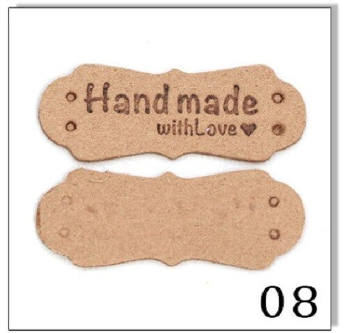 Faux Suede Leather Labels Hand Made with Love Clothing Tag Label Tags 41x16mm - Design 8