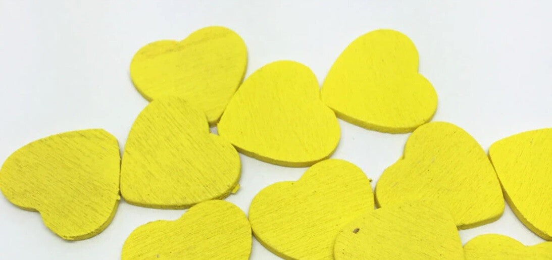 Coloured Wooden Heart Embellishments Craft Wedding Card Making Scatter 18mm