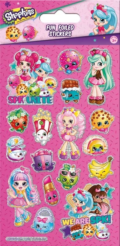 Shopkins Foil Reward Reusable Stickers Kids Party Pack Bag Filler Gift Craft - Foiled Stickers Design 1