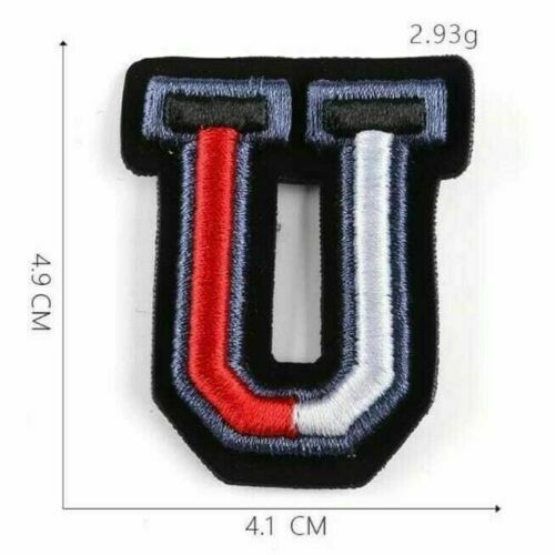3D Varsity Letter Patch Patches Sew On Embroidered Customise Clothing Alphabet - U