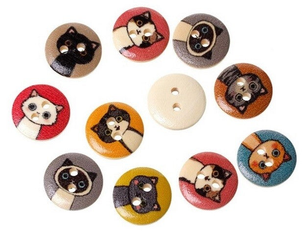 Cat Buttons Embellishments Scrapbook Craft Customise Clothing DIY Garment Gift - Cat Design 3 - 1.5cm