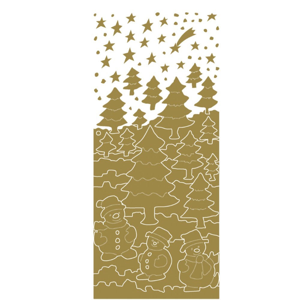 Christmas Peel Off Sticker Snowflake Star Santa Reindeer Snowman Craft Stickers - Trees & Snowmen Gold (170200)