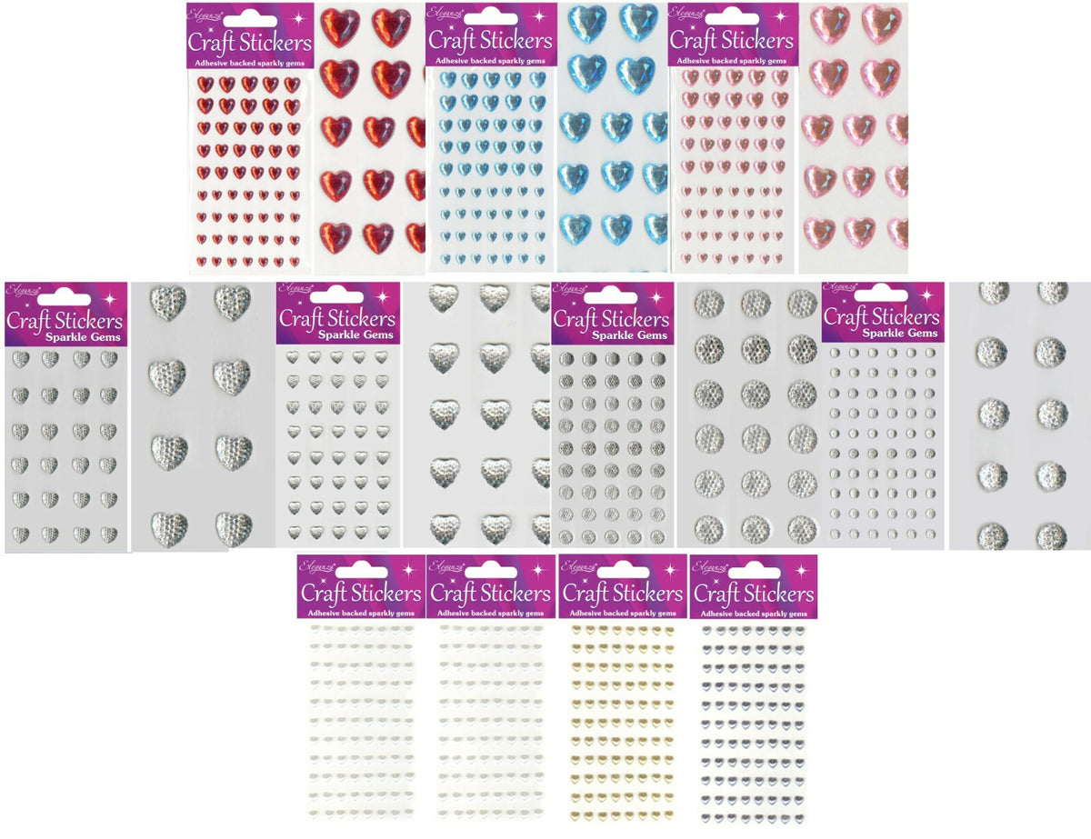 3D Stickers Craft Heart Glitter Gem Craft Embellishments Wedding Self Adhesive