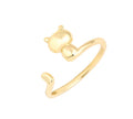 Cute Adjustable Kitty Cat Shaped Wrap Ring Silver Gold Rose Animal Kawaii - Gold