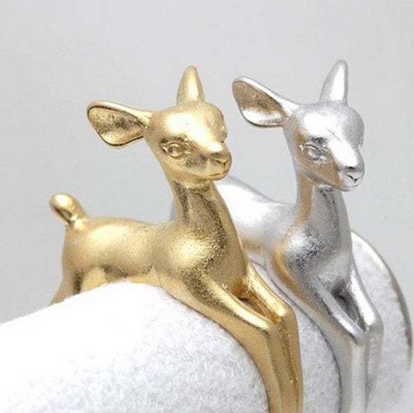 Woodland Deer Doe Fawn Ring Adjustable Resizable & Gift Bag