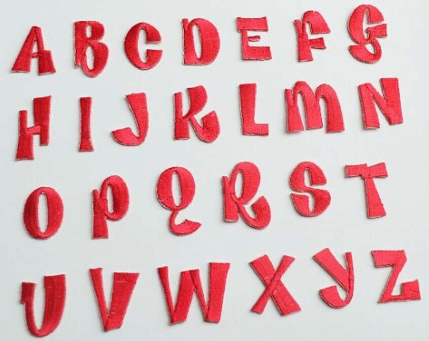 Red Letter Patch Iron or Sew on Embroidered Alphabet Customise Clothing 23mm