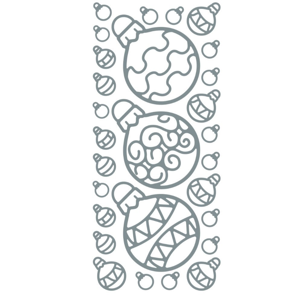Christmas Peel Off Sticker Snowflake Star Santa Reindeer Snowman Craft Stickers - Baubles Silver (1.4021)