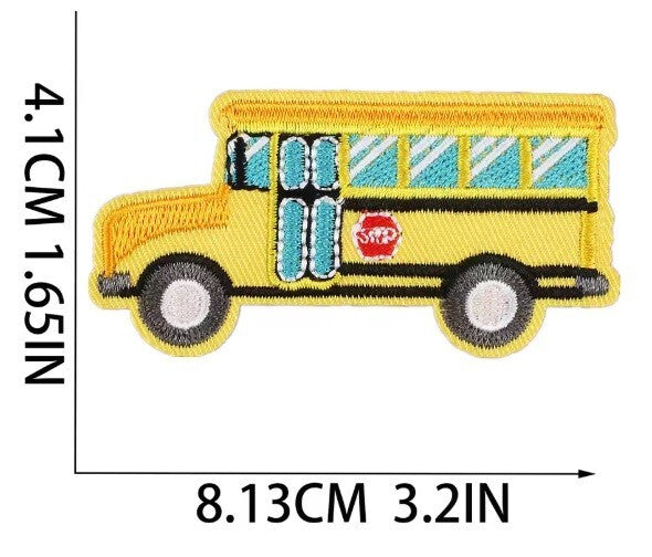 Vehicle Police Ambulance Bus Lorry Patches Iron on / Sew / Glue on Patch - School Bus