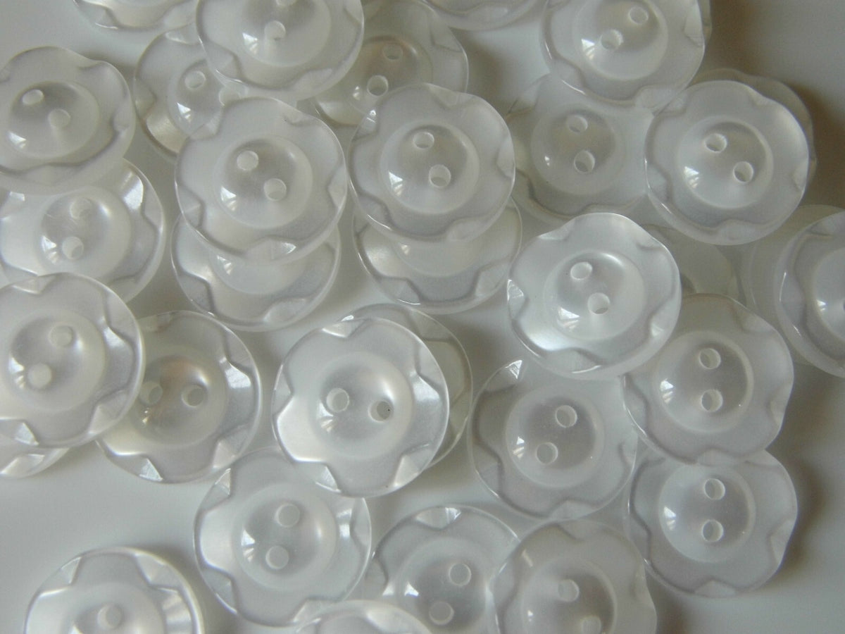 Fruit Gum Baby Buttons Dished Edge 11mm 14mm 16mm Dish Edged Button - White