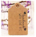 5x3cm Craft Paper Tags 'Handmade with Love by' Hand Made Gift Tag - Brown with Black Heart