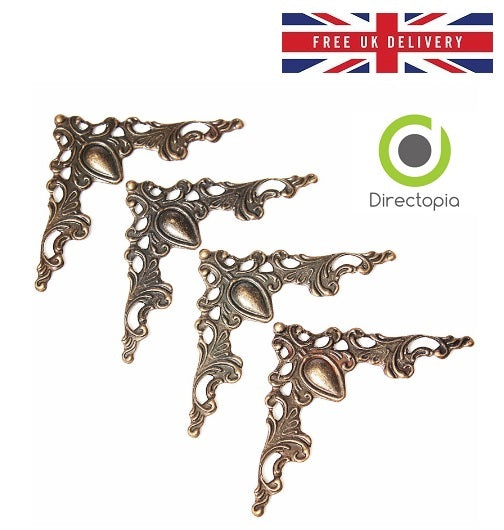 Antique Brass Effect Applique Furniture Corner Piece Decorative Ornate