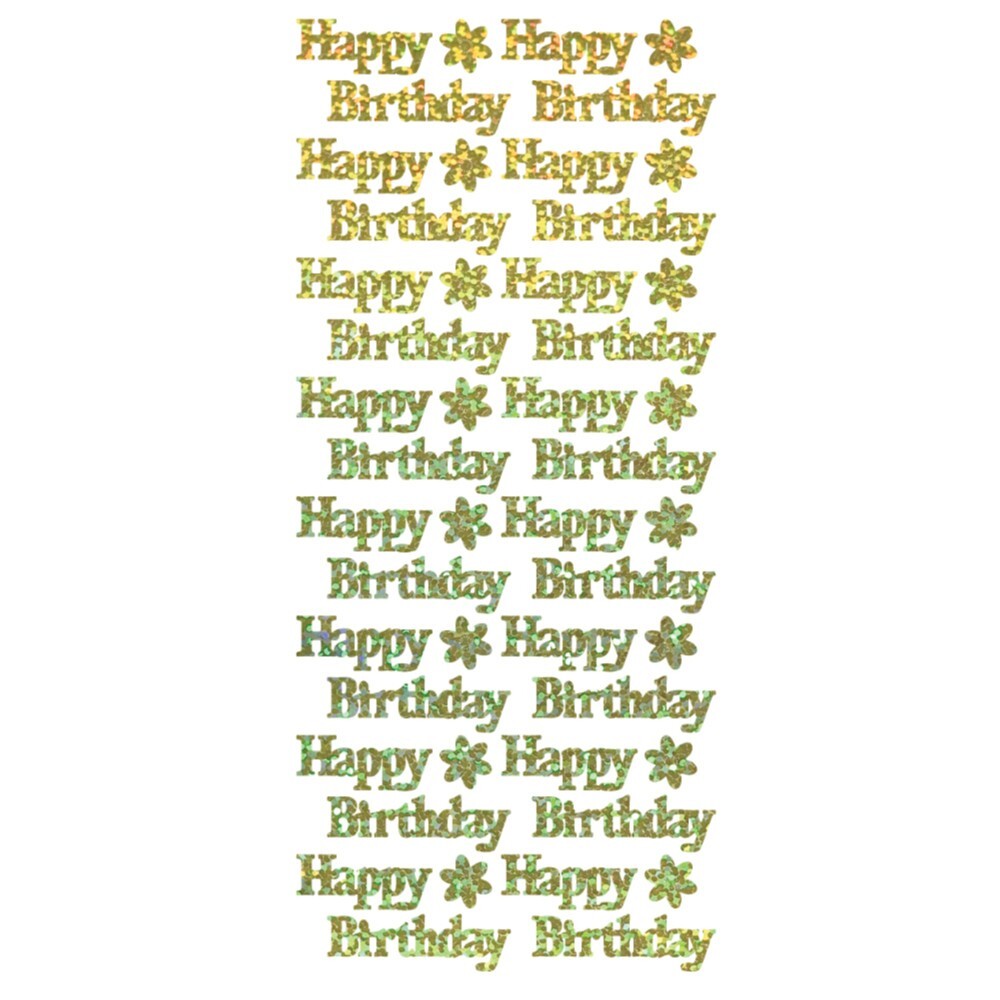 Happy Birthday Diamond Sparkle Peel Off Sticker Card Making Craft Stickers - Gold