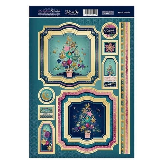 Hunkydory Christmas A4 Card Die Cut Topper Sheet Luxury Toppers for Craft Cards - Festive Sparkle