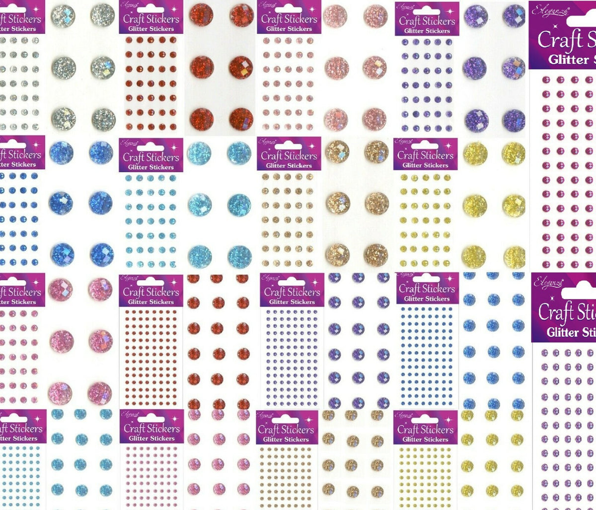 3D Stickers Craft Pearl Dots Sparkly Glitter Gem Craft Card Making Self Adhesive