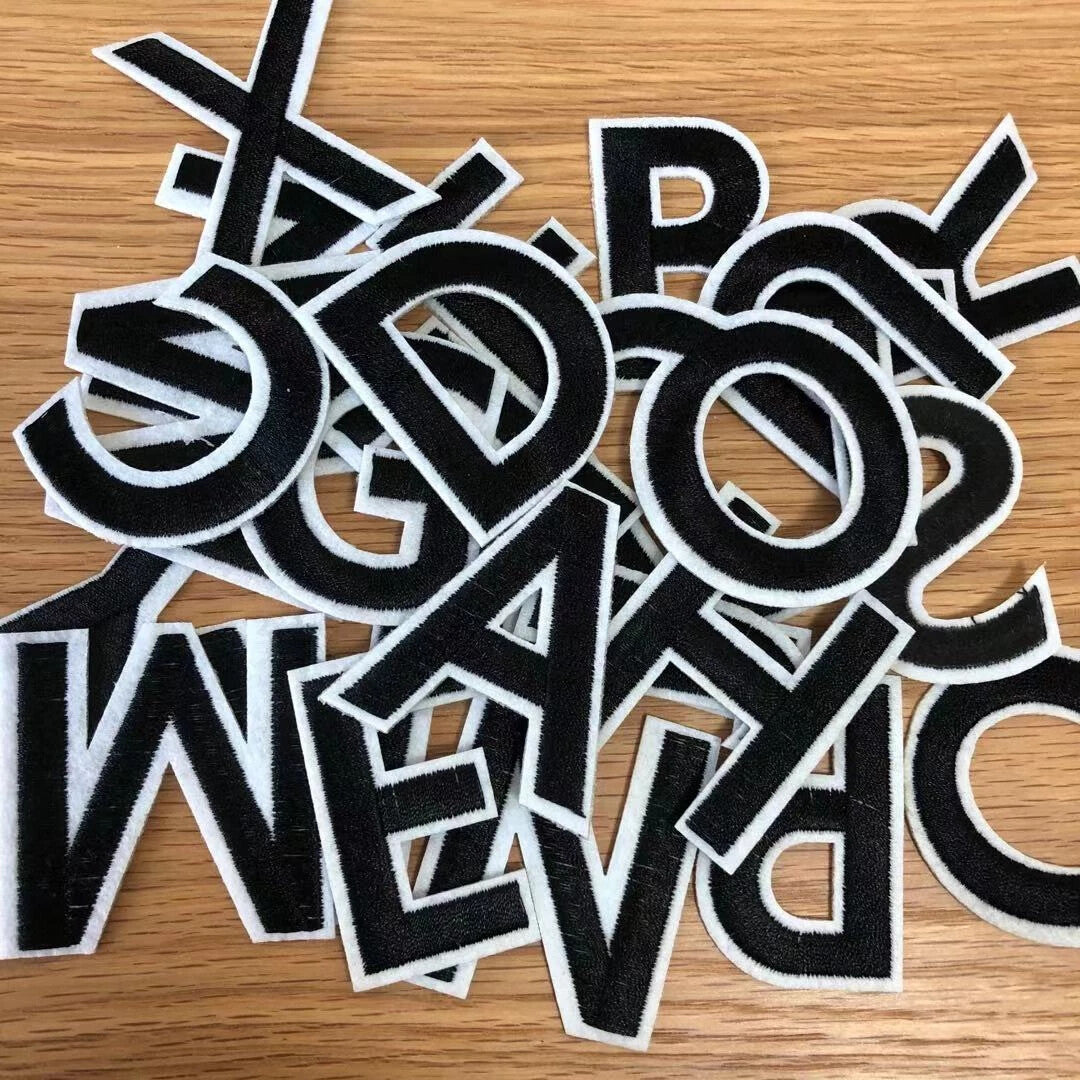 Black Letter Patch Iron on Sew on Alphabet Embroidered Letters Patches 5.5cm