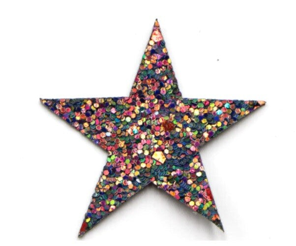 Glitter Star Patch Applique Customise Clothing Costume Patches 4.5cm Diameter - 12