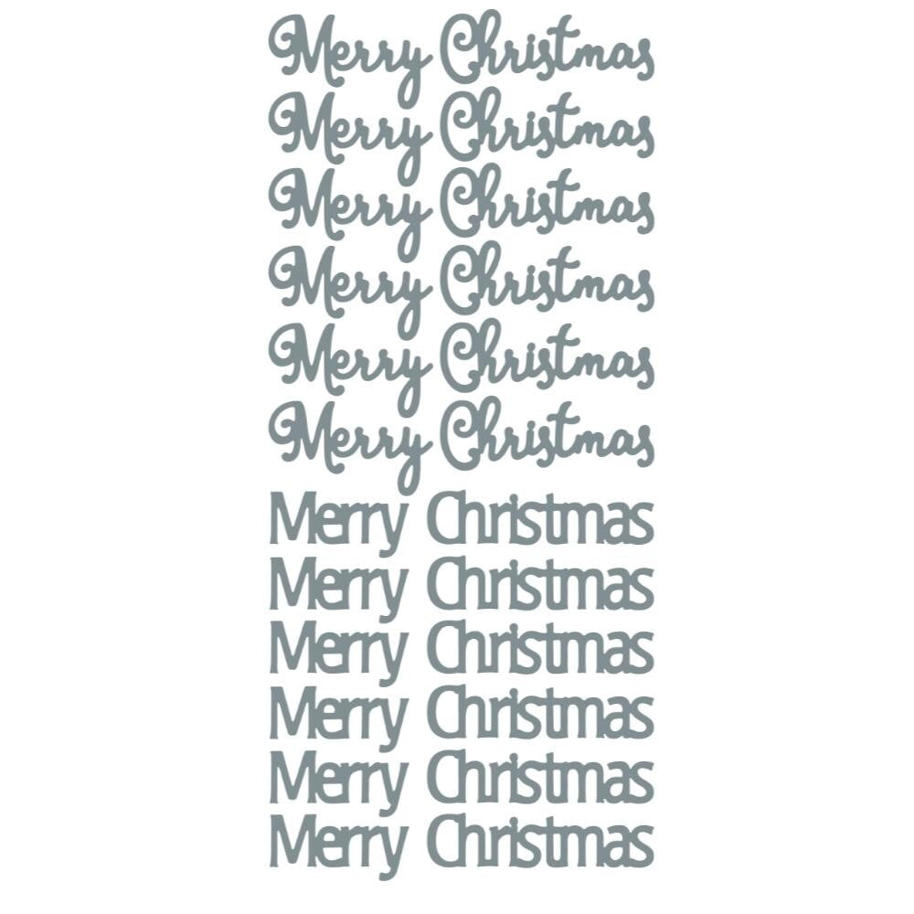 Merry Christmas Mirror Shine Peel Off Sticker Card Making Craft Stickers - Silver