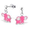 925 Sterling Silver Pink Elephant Animal Stud Earrings & Gift Box #16