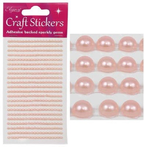 3D Stickers Pearl Dots Sparkly Glitter Gem Card Craft Wedding Self Adhesive - 3mm Pink (418 gems)