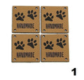 Faux Leather Labels Hand Made Paw Print Clothing Tag Label Tags 25x25mm - Design 1