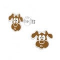 925 Sterling Silver Dog Animal 10x9mm Stud Earrings & Gift Box