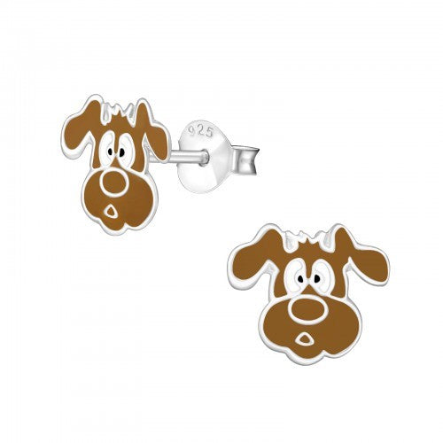 925 Sterling Silver Dog Animal 10x9mm Stud Earrings & Gift Box