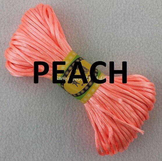 Cord Silky Satin Kumihimo Braiding Rattail Macrame 2mm Thick 5/10/20 Meter - Peach