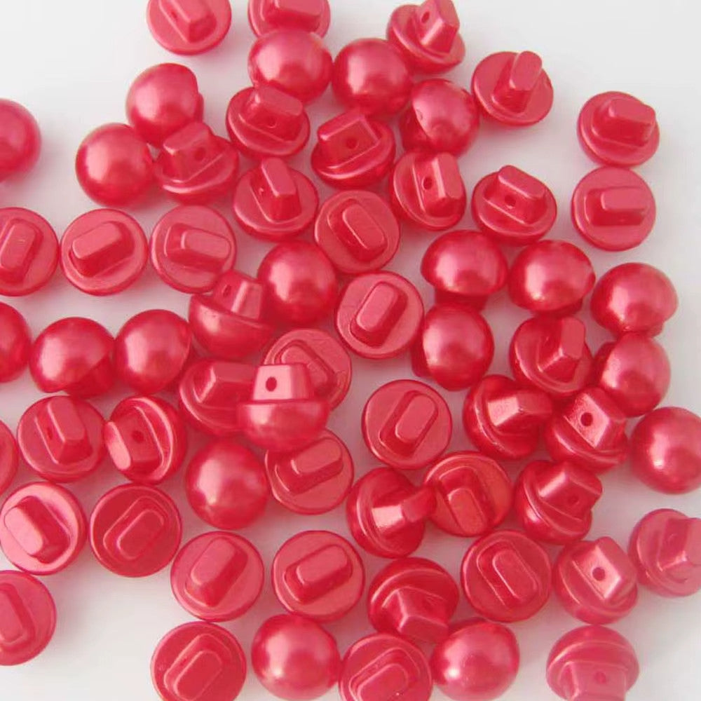 Buttons Half Pearl Shank Mushroom Button Side Shank 10mm - Red