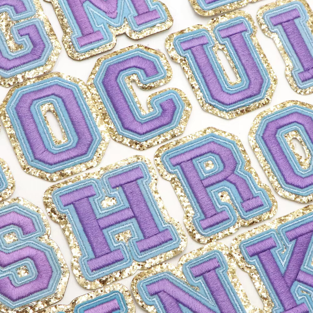 3D Gold & Coloured Patch Embroidered Letter Patches Iron on Alphabet 6cm