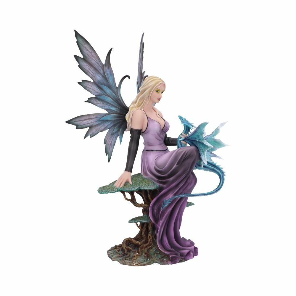XXL GOTHIC FANTASY FAIRY FIGURINE WITH DRAGON ELVIE SPRING FAIRY - NEMESIS NOW