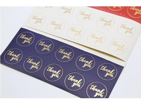 Round Paper Labels Stickers 'Thank You' Red Blue White Sticker Seal Gift Craft