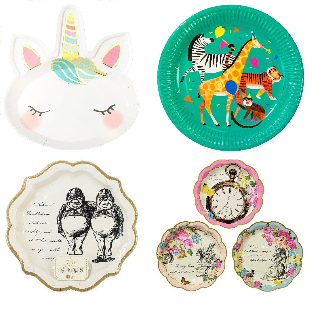 Unicorn Animals Alice Wonderland Party Plates Children's Party Table Decorations