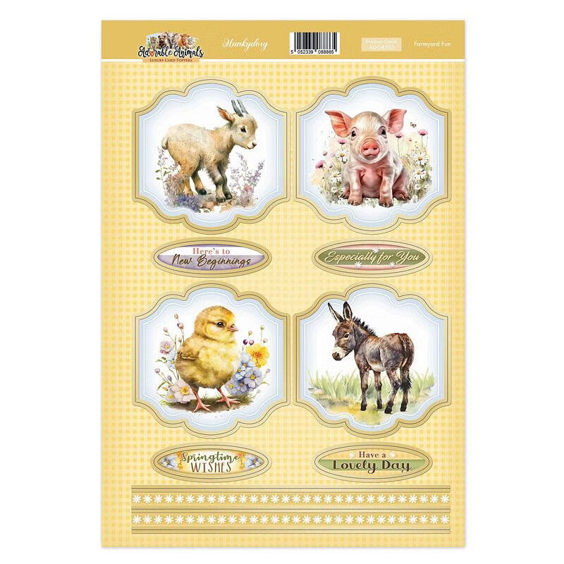 Hunkydory Greeting & Birthday Card Topper Making Kits Luxury Toppers for Cards - Farmyard Fun