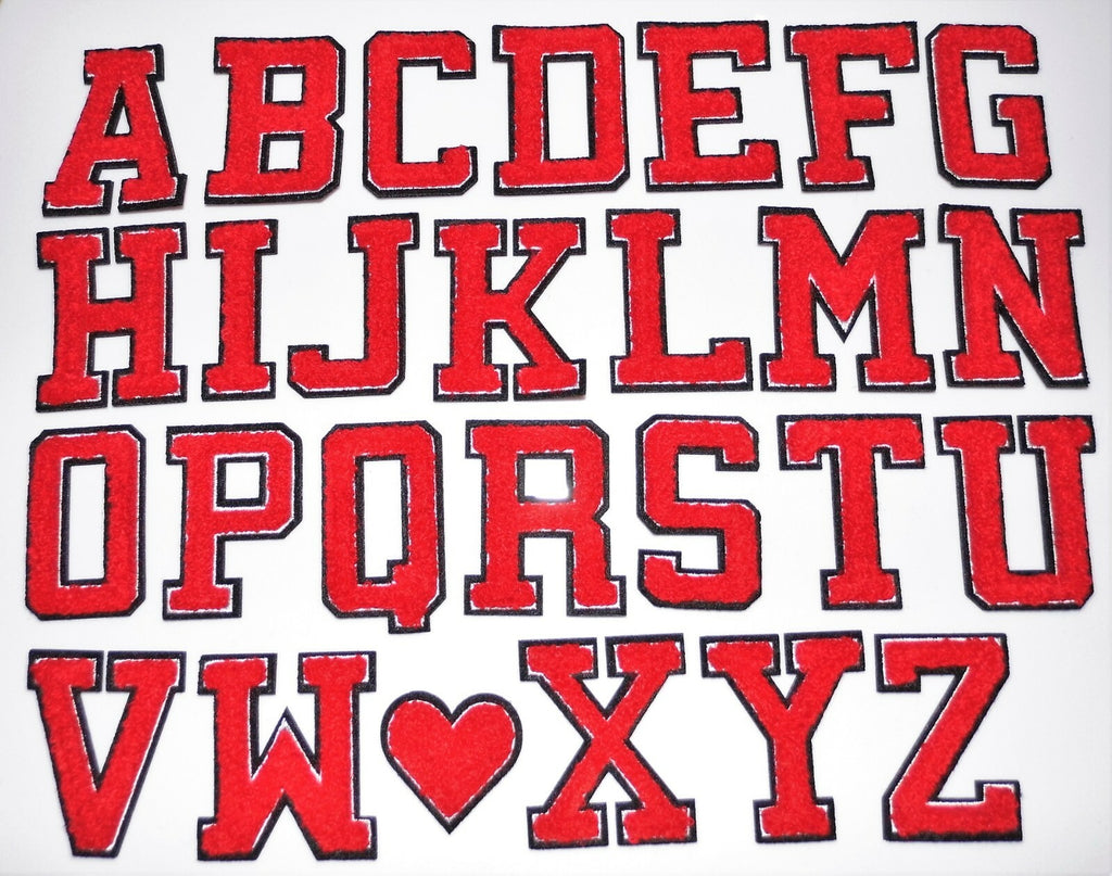 3D Red Varsity Chenille Patch Letter Patches Iron Sew on Alphabet Customise 5cm