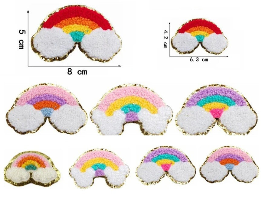 Rainbow Chenille Iron on Sew on Patch Customise Clothing Patches