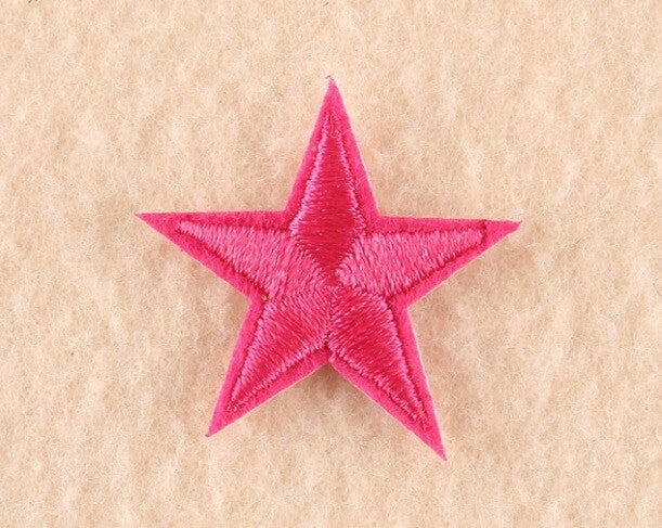 10 x Star Iron On Patch Sew On Star 3cmx3cm Applique Patches - 33 Colours - Fuchsia