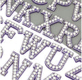 Purple & Pearl Rhinestone Letter Patch Patches Glue on Sew on Alphabet Crystal