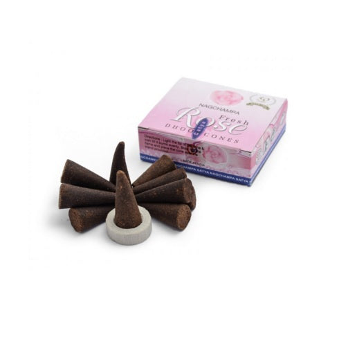 Genuine Satya Sai Baba Nag Champa Dhoop Incense Cones Various Types 6/12 - Rose