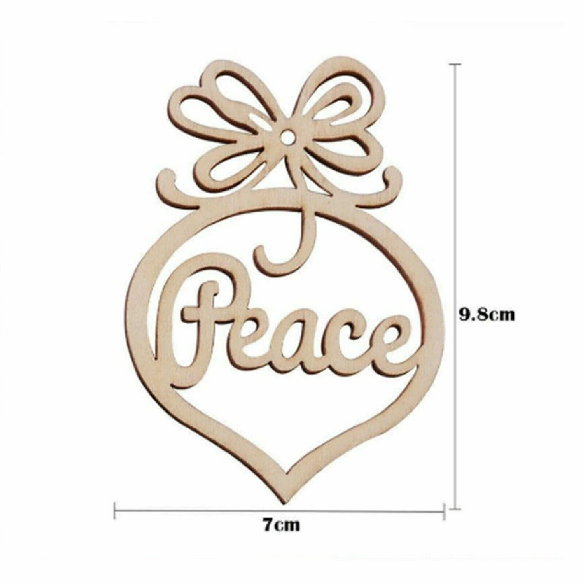 Merry Christmas Decorations - Set of 6 Wooden Ornament with Red Ribbon for Tree
