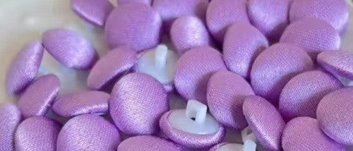 Coloured Buttons Fabric Cloth Covered Button Satin Round Sewing 11mm / 1.1cm - Light Purple