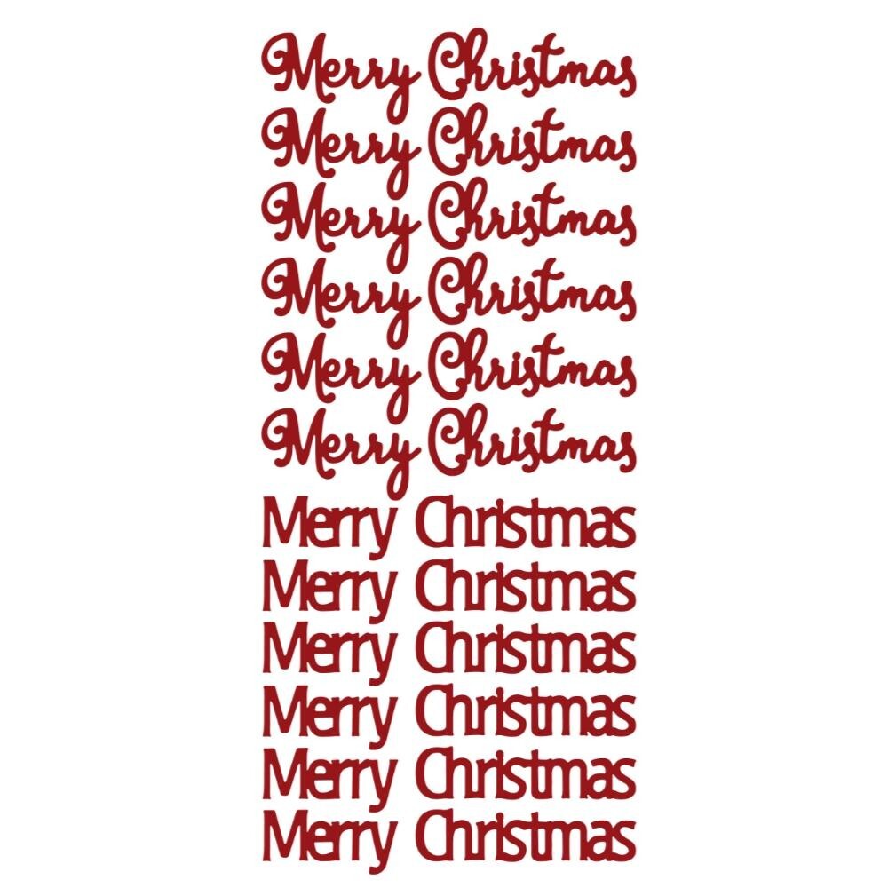 Merry Christmas Mirror Shine Peel Off Sticker Card Making Craft Stickers - Red