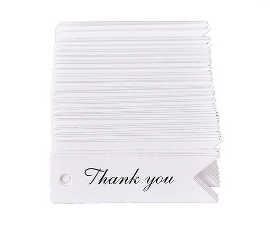 Long Craft Paper Tags 'HANDMADE' & 'THANK YOU' Hand Made Gift Tag 7x2cm - White Thank You
