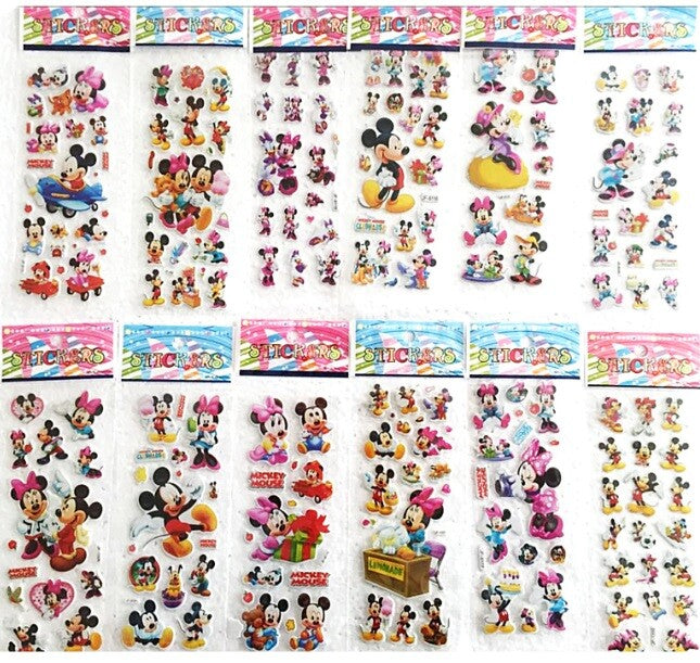 Children's Party Bag Stickers Sheets Kids 3D Puffy Scrap Book Craft Art Sticker - Mickey & Minnie