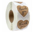 Heart Thank You Labels Stickers Gift Food Seal Homemade Craft 2.5cm - Brown