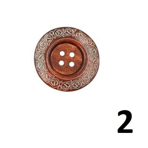 1 x Large Wooden Handmade Etched Buttons 4 Hole 60mm Sewing Craft Scrapbook Gift - 2