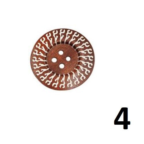 1 x Large Wooden Handmade Etched Buttons 4 Hole 60mm Sewing Craft Scrapbook Gift - 4