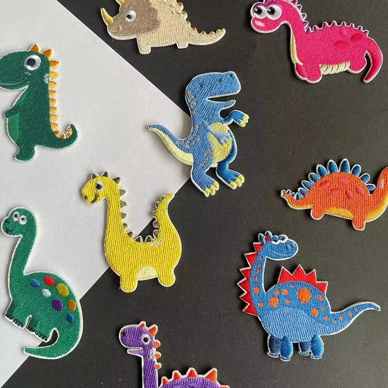Dinosaur Patch Cartoon Animal Patches Iron on Letter Customise Clothing